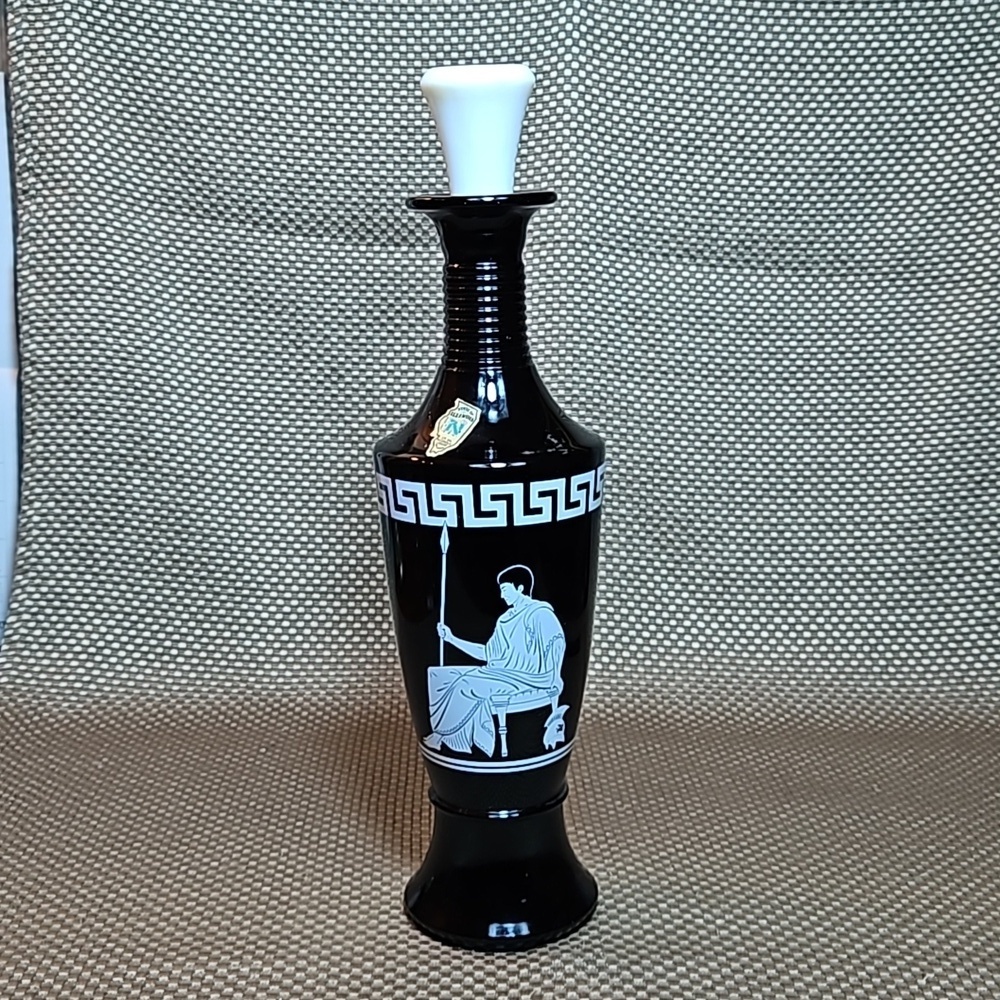 Vintage Jim Beam Black & White Decanter with Roman Design 1958